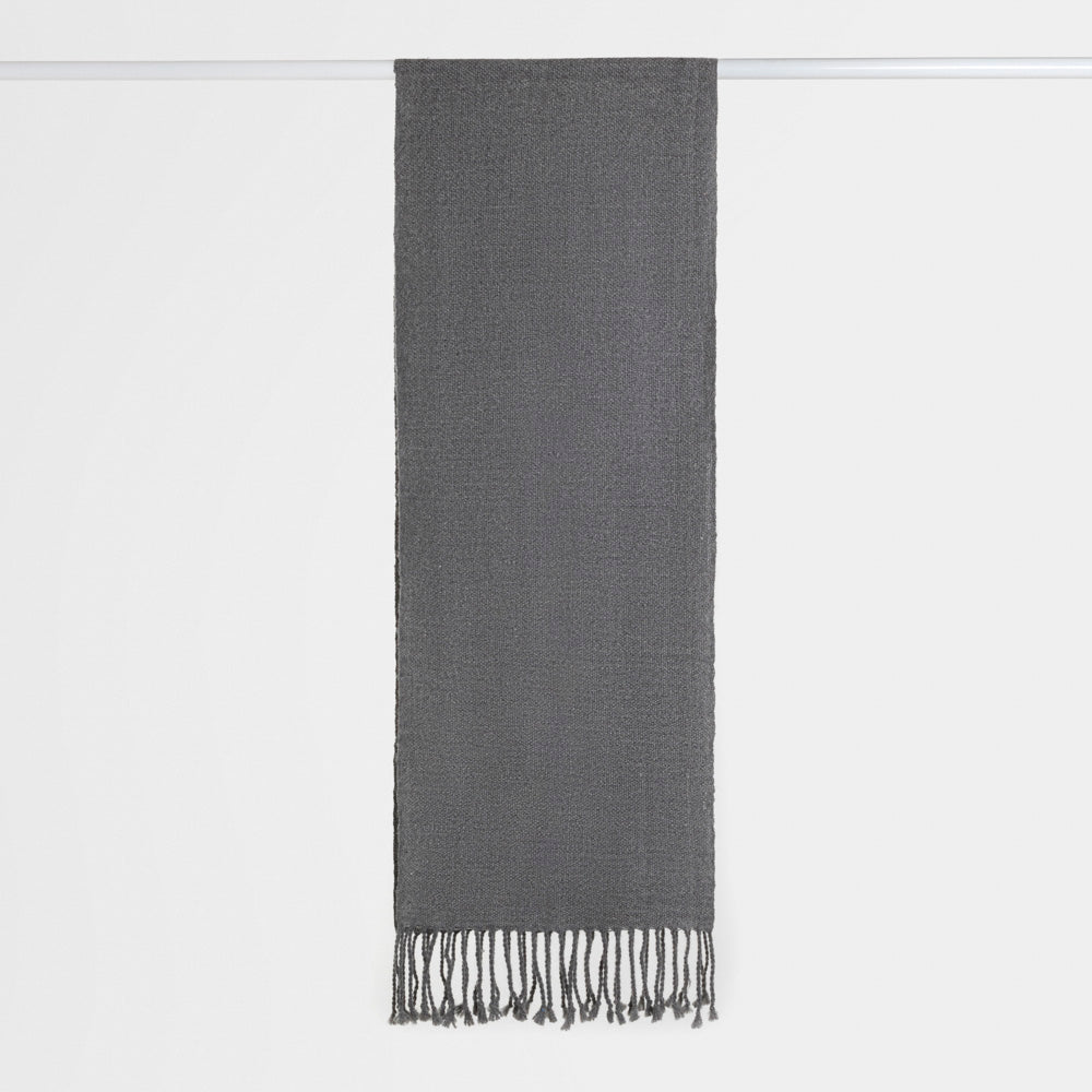 Handwoven Alpaca Scarf – Natural Charcoal Gray