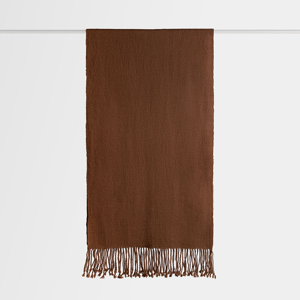 Handwoven Alpaca Scarf – Natural Vicuña Brown