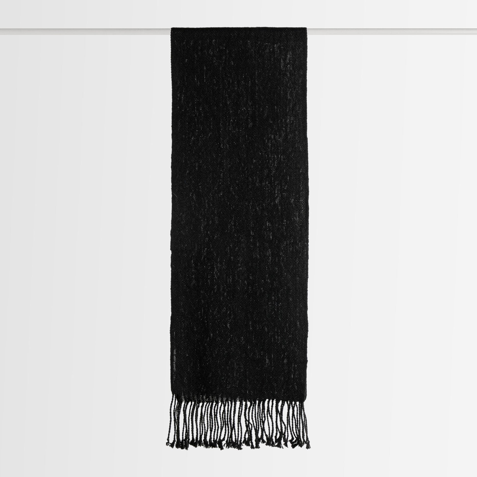 Handwoven Alpaca Scarf – Natural Deep Black