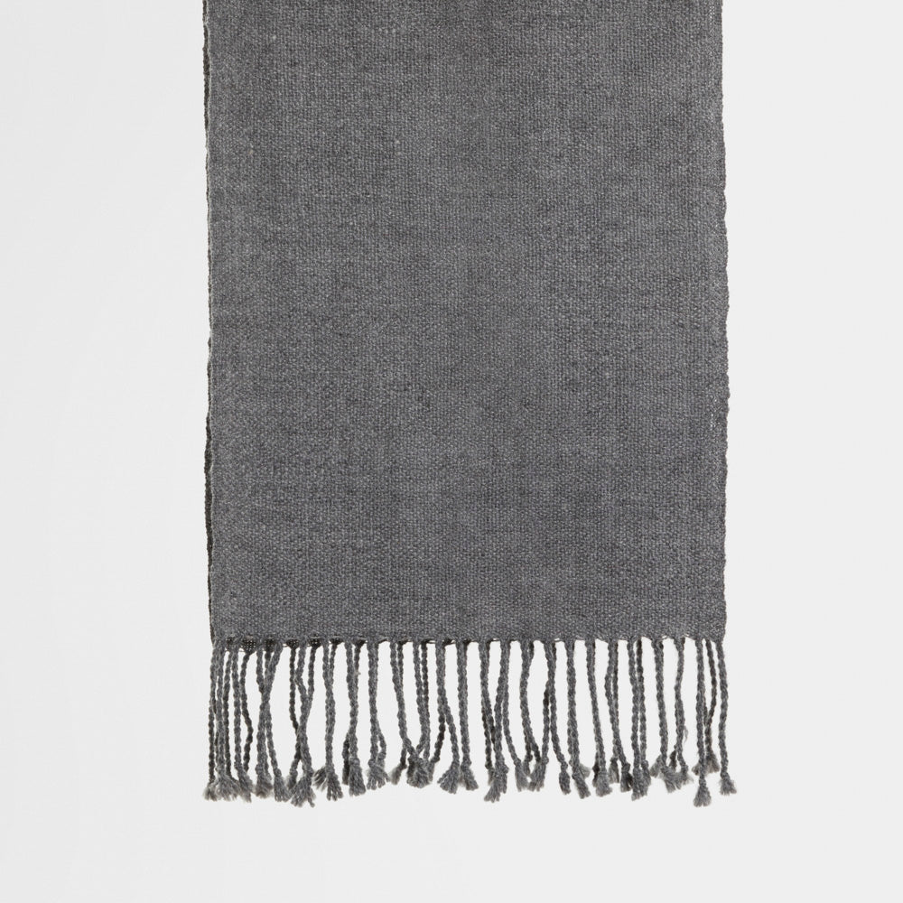 Handwoven Alpaca Scarf – Natural Charcoal Gray