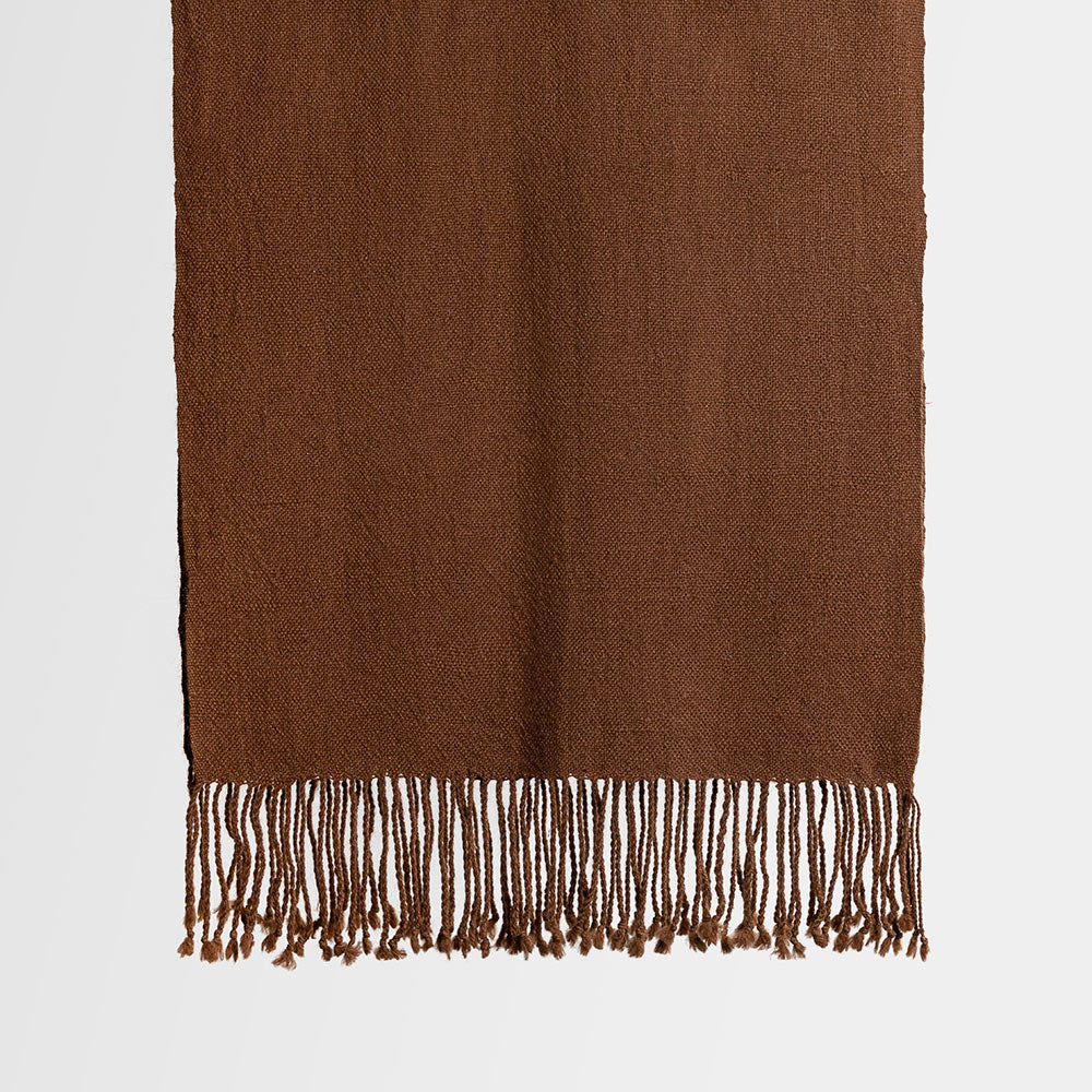 Handwoven Alpaca Scarf – Natural Vicuña Brown