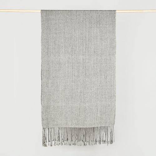 Handwoven Alpaca Scarf – Natural Silver Gray