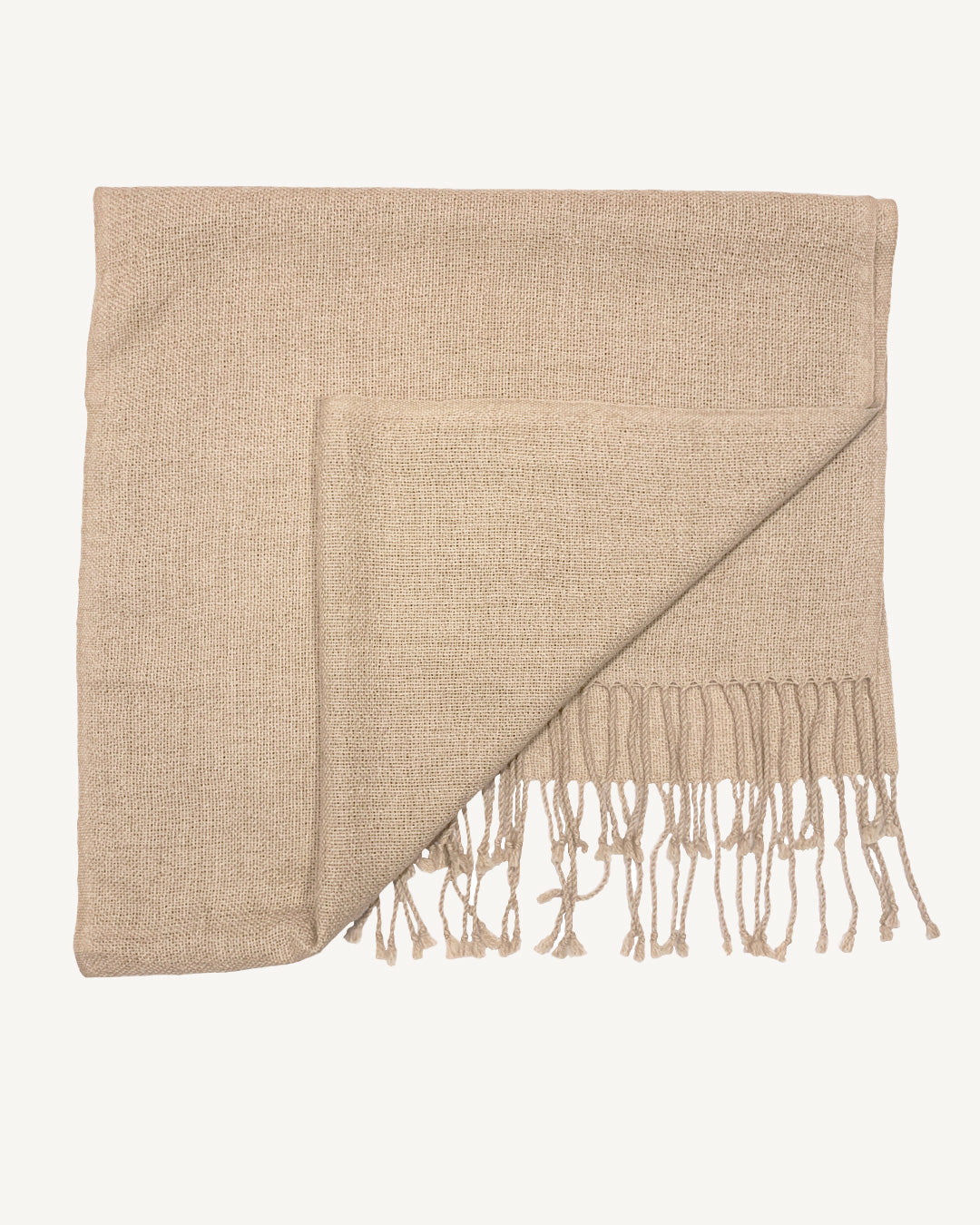 Handwoven Alpaca Shawl – Natural Beige