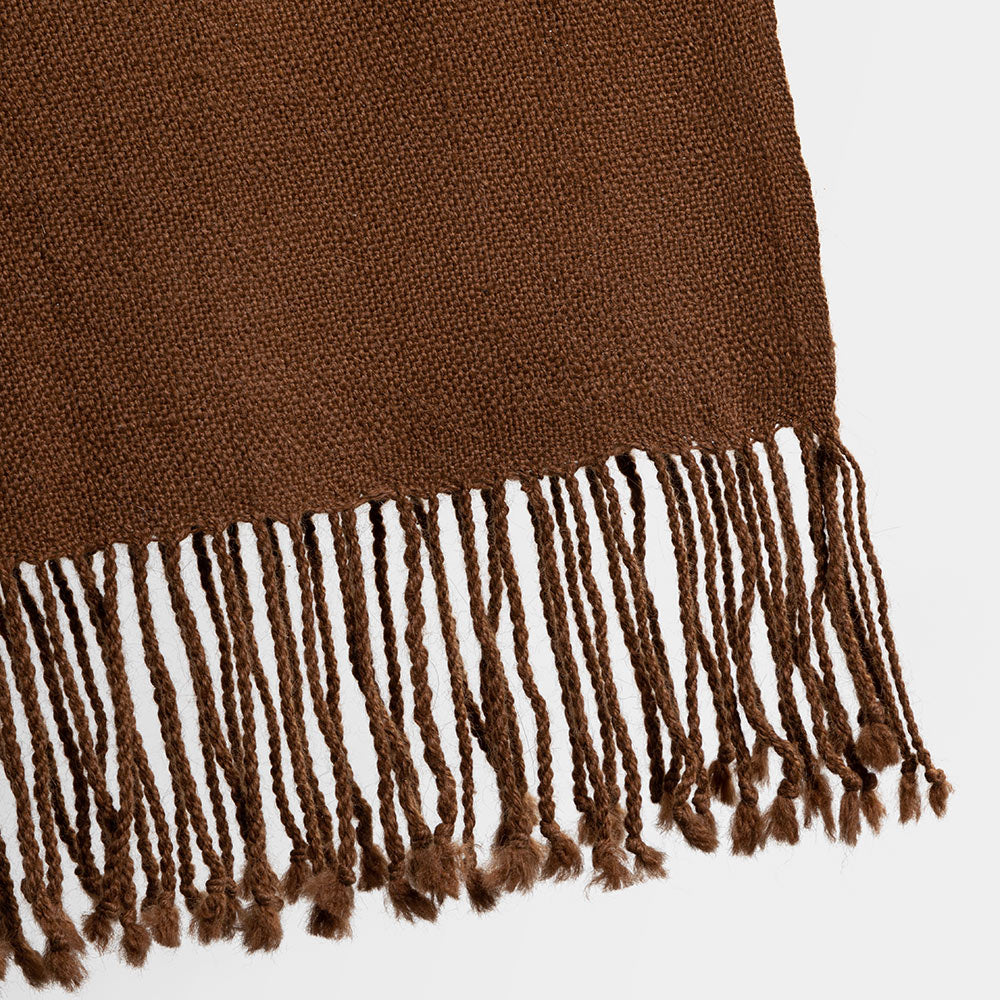 Handwoven Alpaca Scarf – Natural Vicuña Brown
