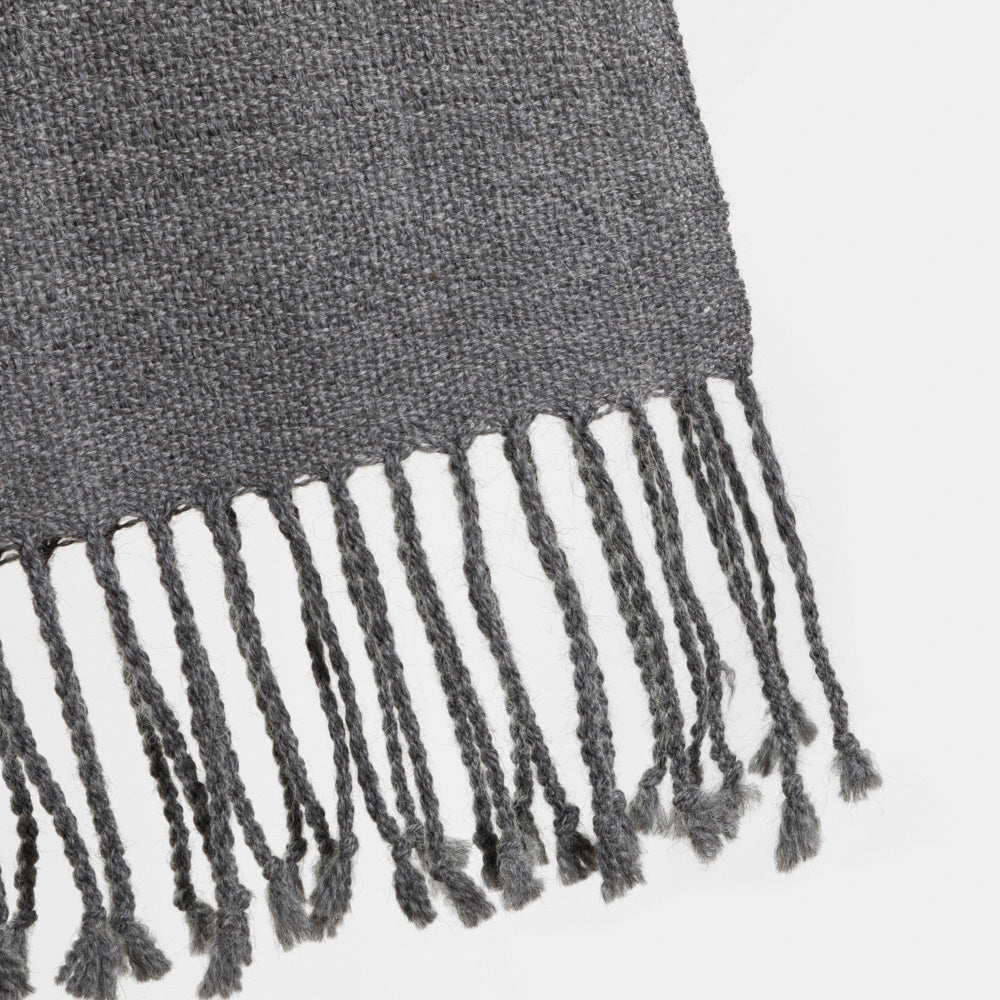 Handwoven Alpaca Scarf – Natural Charcoal Gray