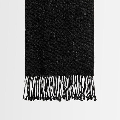 Handwoven Alpaca Scarf – Natural Deep Black